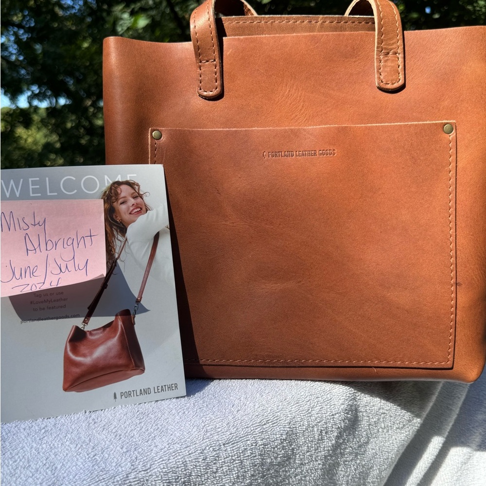 Portland Leather Brown Med Crossbody Tote Bag